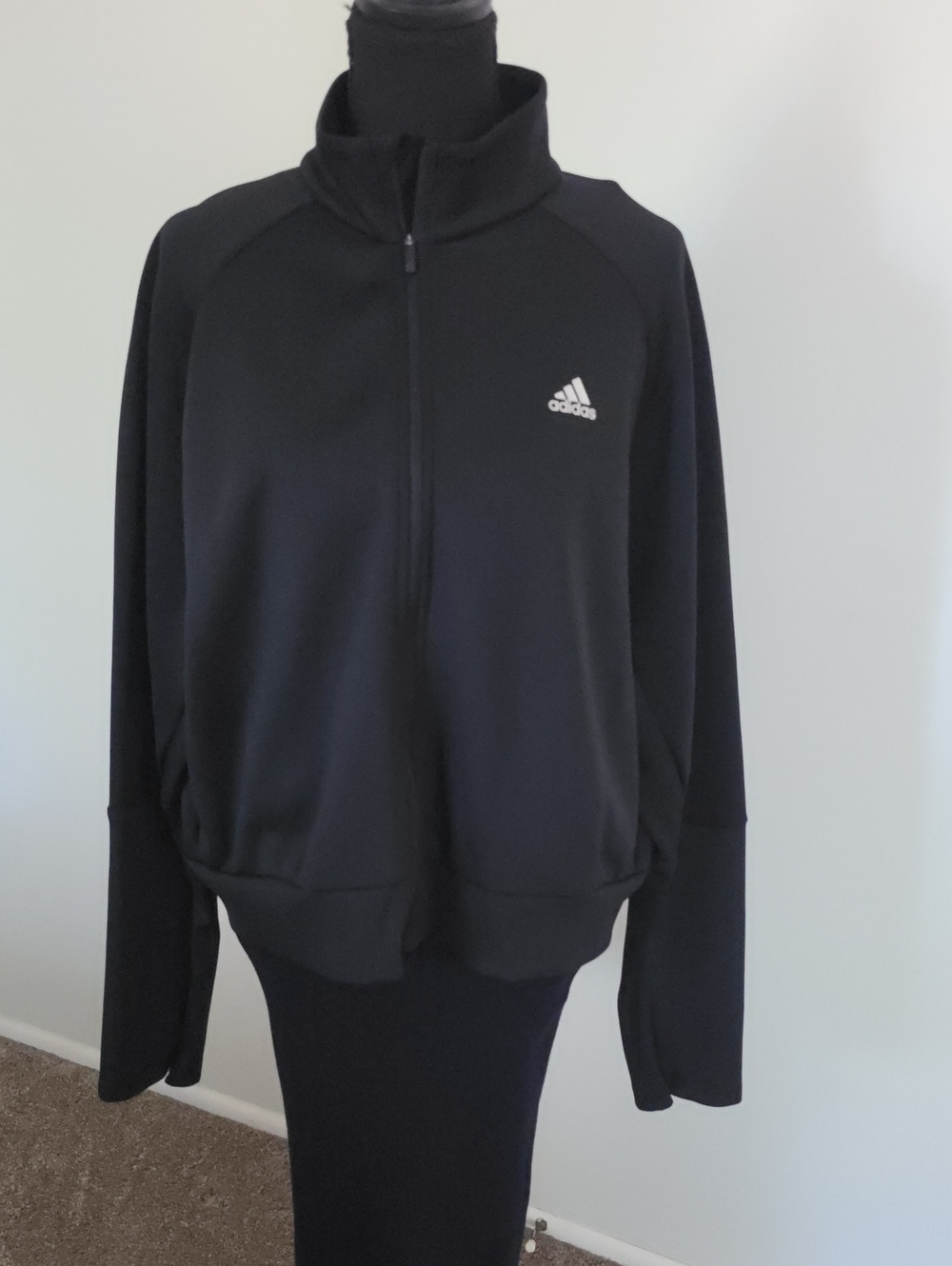 adidas Black Half-Zip Athletic Jacket
